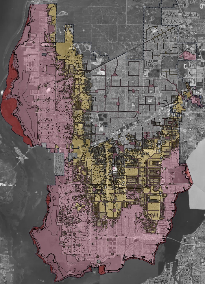Map of the special hazard flood area in cape coral
